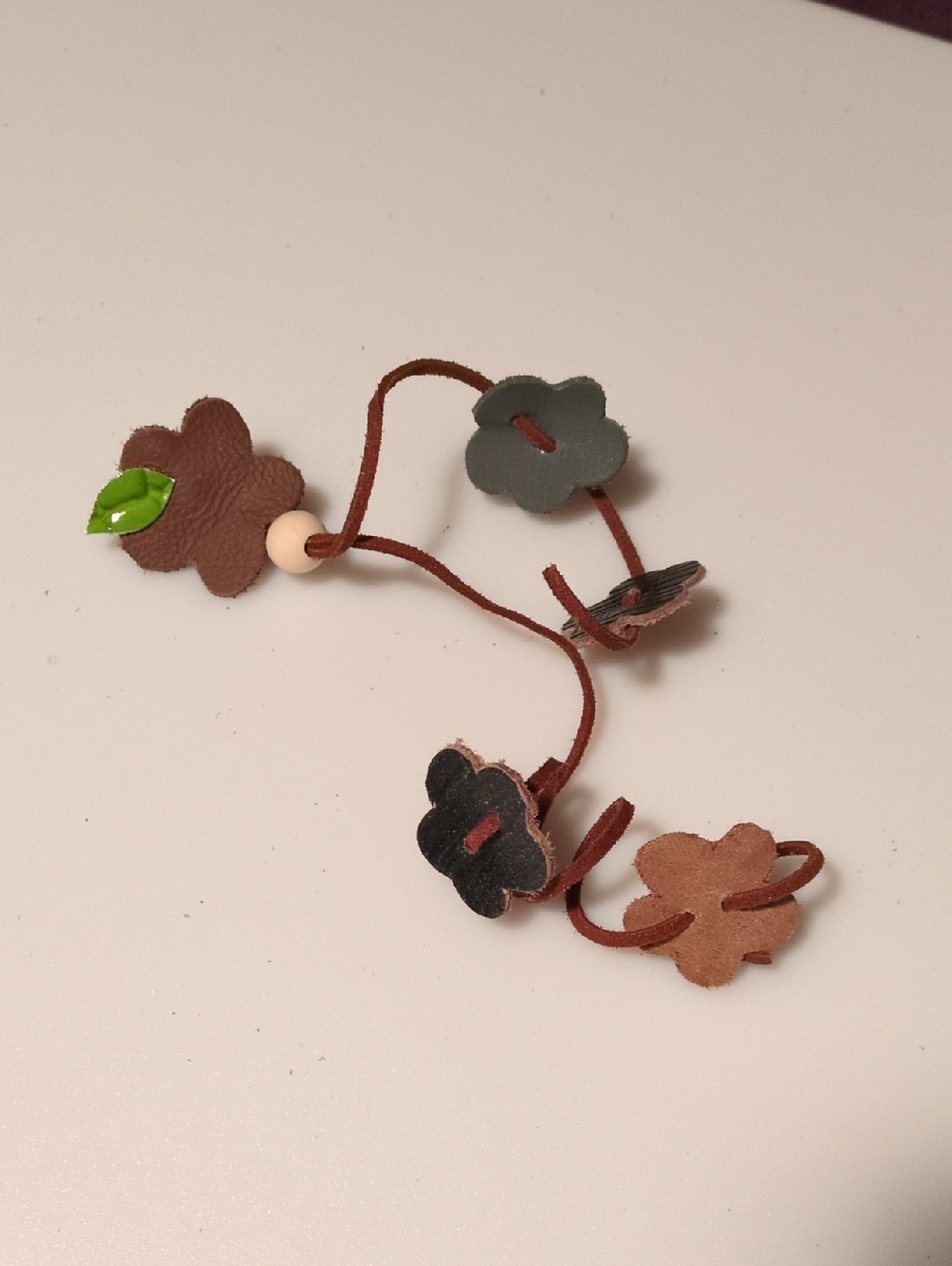 Handmade Multicolor Dripping Flower Genuine Leather Suede Fringe Cord Brooch Pin